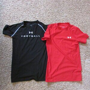 Under Armour Heat Gear Youth Large Set 2 Poly Performance Shirts Football Black